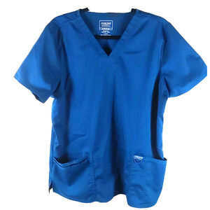 Cherokee Workwear Revolution Women's Scrub Top Size Large Blue Green Medical